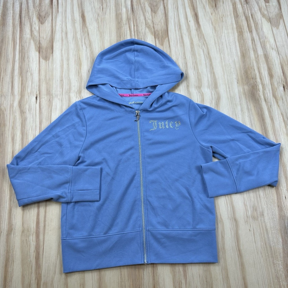 Juicy Couture Sport Women's Large Blue Full Zip Hooded Jacket Y2K Athletic Y2K